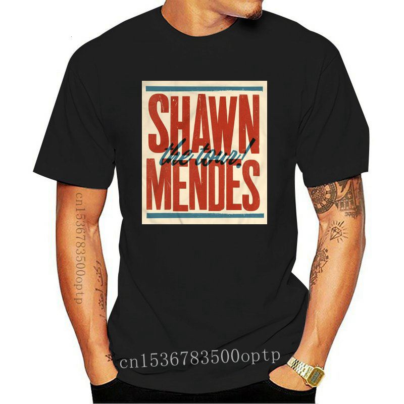 Mens-Clothes-HITS-SHAWN-MENDES-THE-TOUR-WHITE-TEE-BACK-SIDE-ISJW-High-Quality-Casual-Printing
